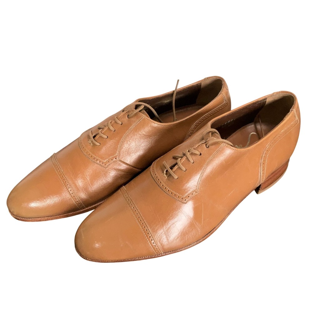Florsheim Oxford Shoes Mens 8 Tan Cap Toe Leather Designer Flex Fiber Insole